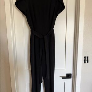Calvin Klein Black Short-Sleeve Belted Jumpsuit